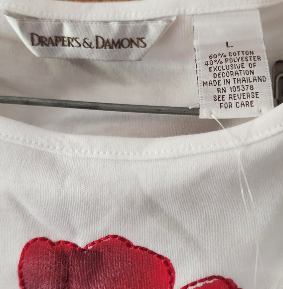 Boxy White Muscle Tee with Red Floral Design - Picture 3 of 5